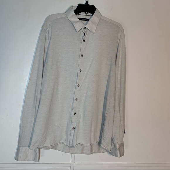 STONE ROSE Button-Up Performance Knit Shirt in Light Grey - Picture 2 of 12